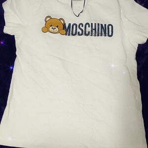 Moschino White Tee with Bear and Logo